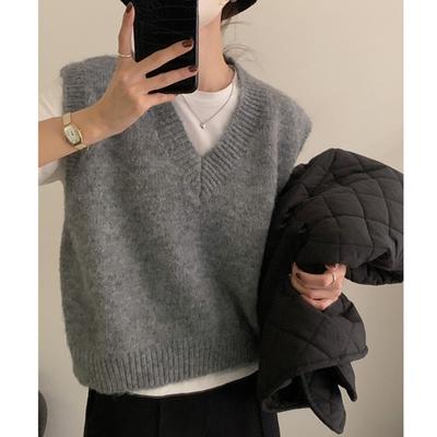 Fashion Sleeveless Pullover Knitted Women Sweaters Vest New Autumn Winter V Neck Casual Loose Elegant Knitwear Bottoming Tops