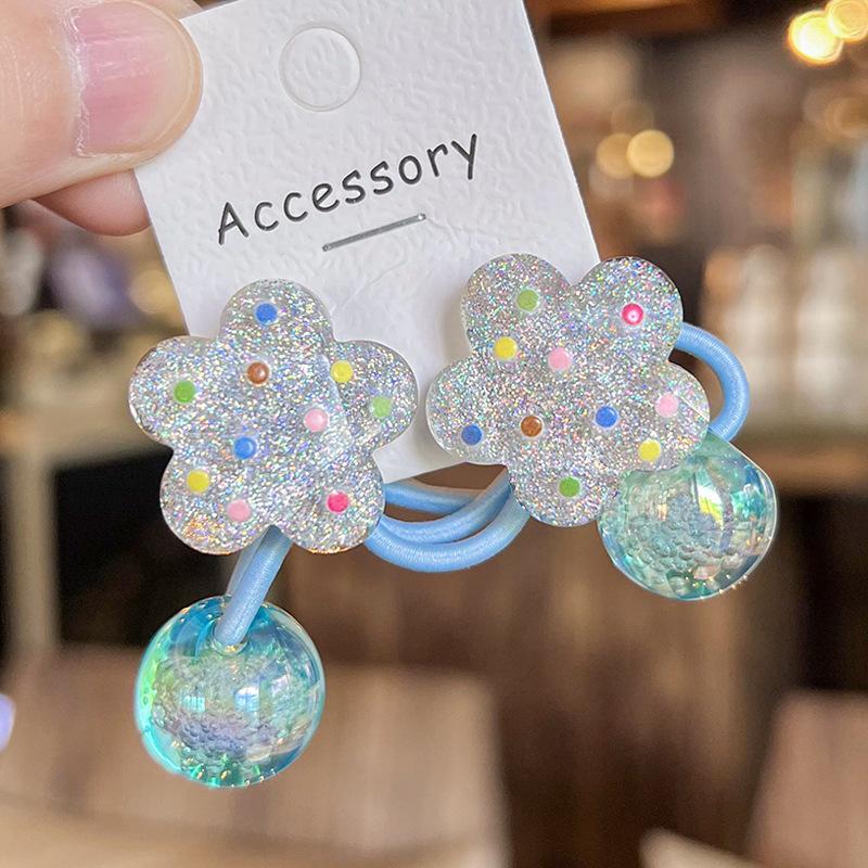 2PCS New Lovely Silvery Shimmering Polka Dots Girls Elastic Hair Bands Hair Accessories Children Hair Ties Baby Headwear