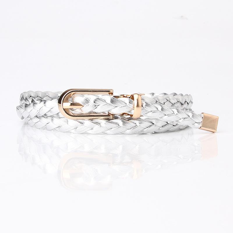 Korean Style Fashionable Women's Knitted Thin Belt Women's High-end Dress Suit Small Belt Pin Buckle Belt