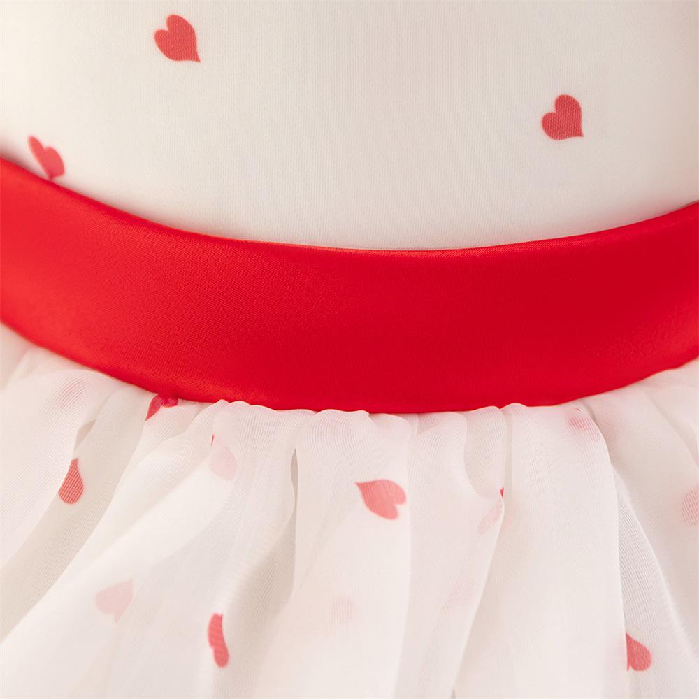 2024 Fashionable Girls' First Birthday Dress - Cute Puff Sleeve, Heart-Shaped Skirt, Princess Design