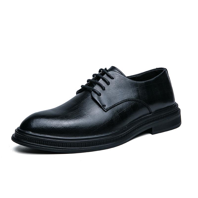 Foreign trade 2025 black leather shoes men's new business dress small leather shoes casual men's British style Korean version