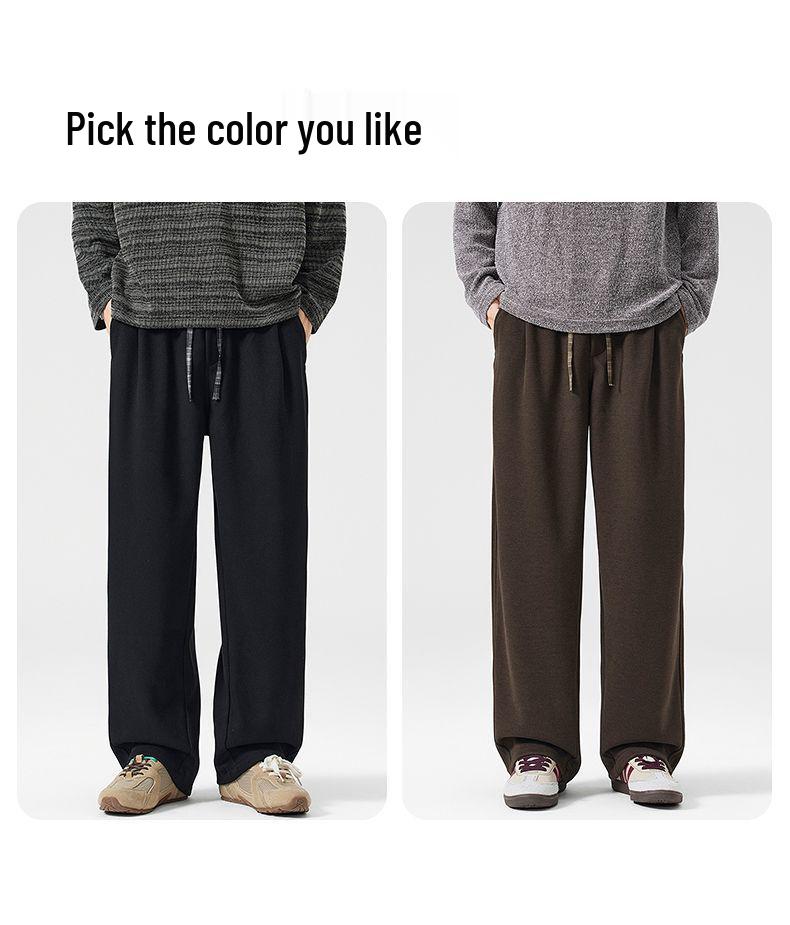 Pánské Nové Teplé Vlněné Pletené Tepláky s Širokými Nohavicemi - Silné, Všestranné, Ležérní Kalhoty High-Street