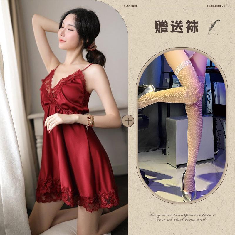New erotic underwear, women's lace sexy underwear embroidery, breast-exposed temptation set