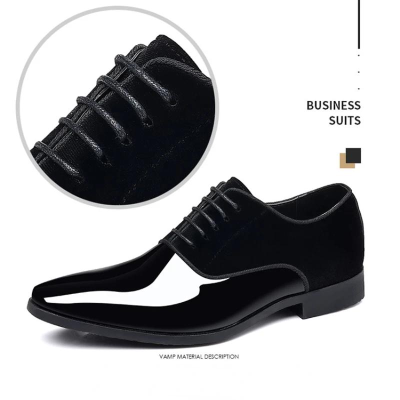 New Oxford Shoes Men'S Pointed Toe Dress Shoes Luxury Lacquer Wedding Shoes Classic Derby Shoes  Leather Shoes Size 39-48