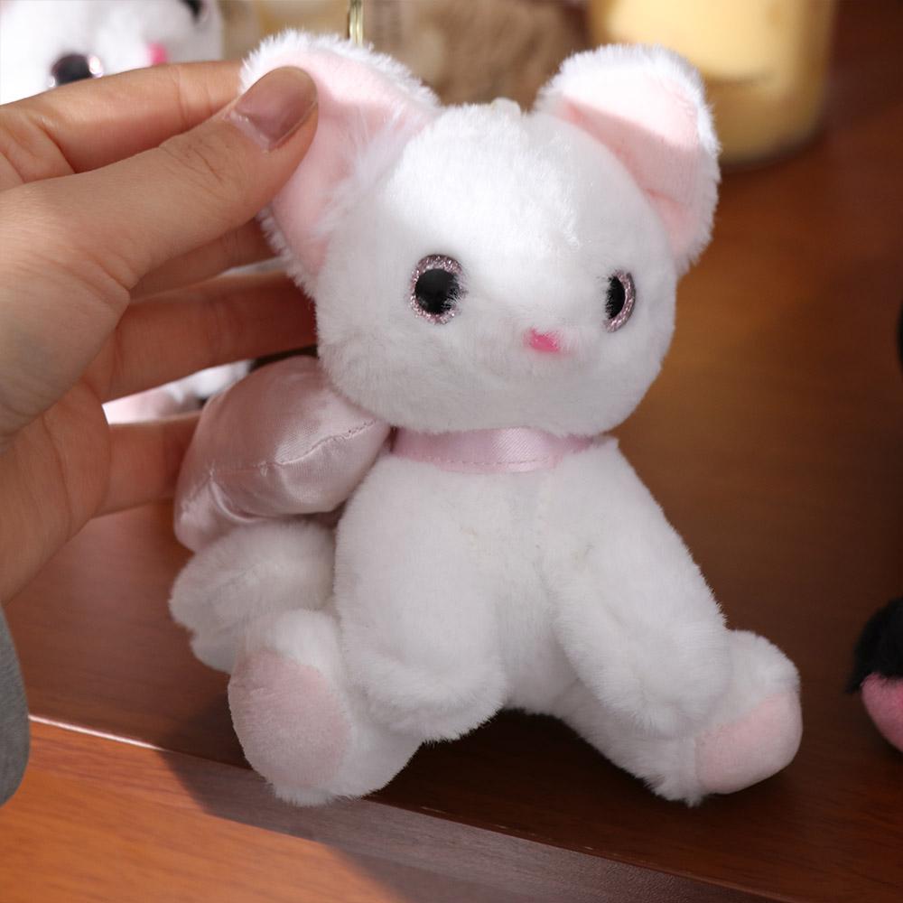 Soft Bow Cat Plush Keychain PP Cotton Stuffed Doll Keychain Lovely Kitty Keyring Doll Kid Girl Boy