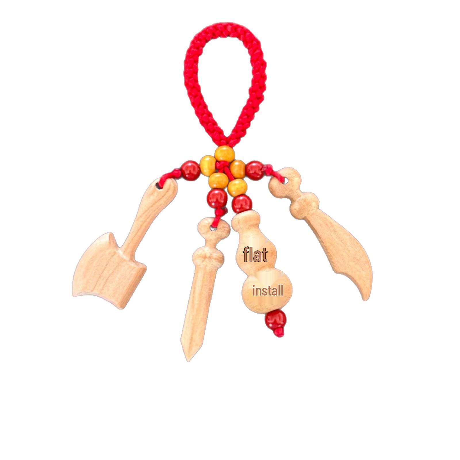 Genuine Peach Wood Dog Tooth Charm - Baby Portable Anti-Startle Pendant Five-Hole Curved Fish
