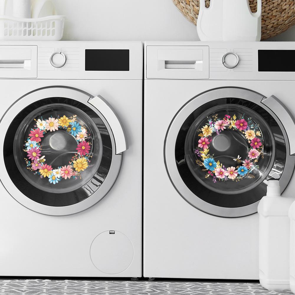 2 Pcs Painted Garlands Laundry Room Bathroom Home Background Landscaping Decoration Wall Stickers