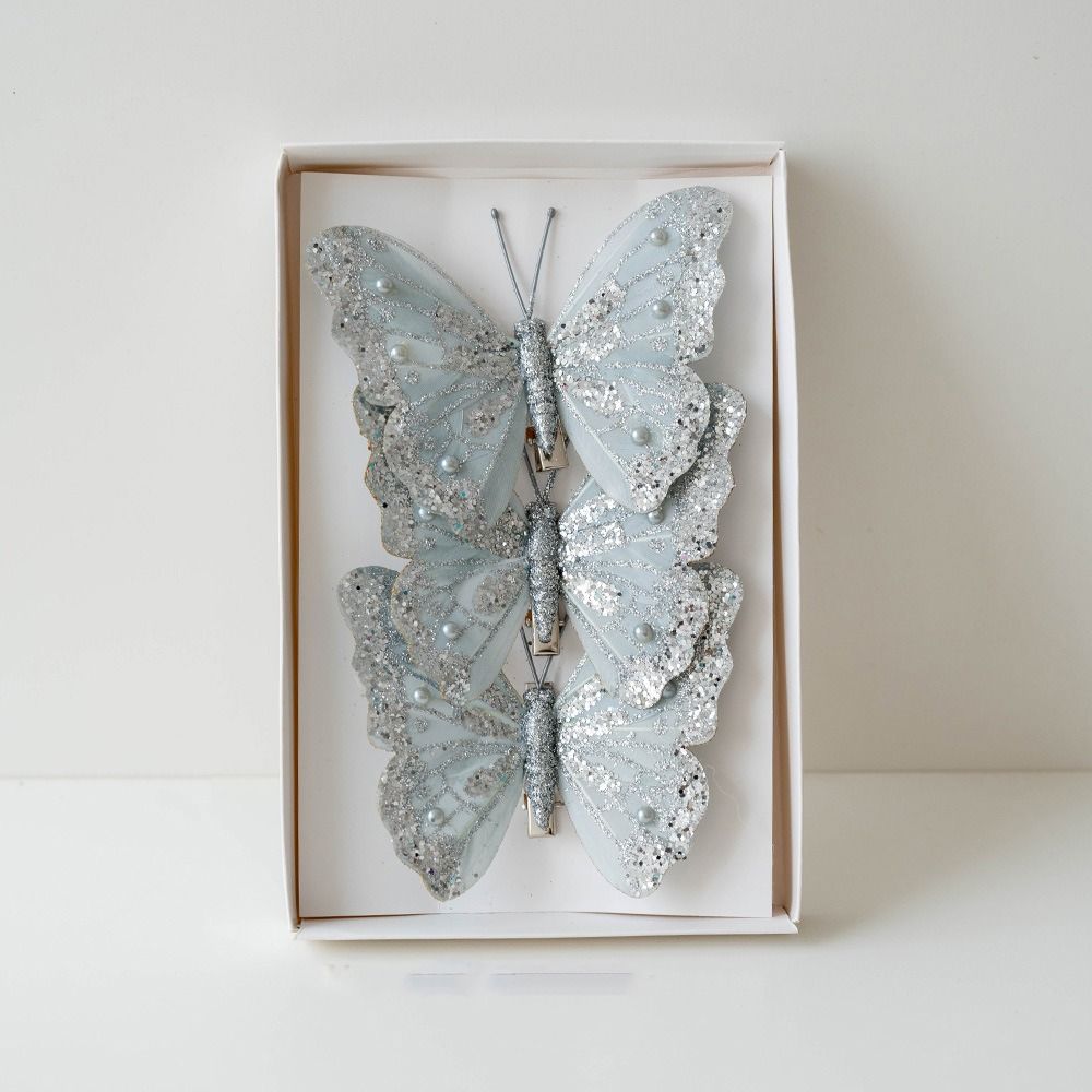 Plastová vánoční třpytivá motýlí přívěsek DIY vánoční stromek závěsná dekorace domácí vánoční výzdoba