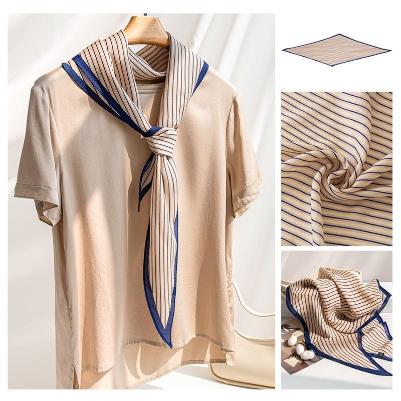 2026 Womens Silk Scarf Long Striped Leopard Print White Edge Fashion