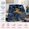 Golden Horse Celestial Flannel Blanket Warm Soft Halloween Christmas Couch Warm Cozy Decorative Decor Gift for All Season