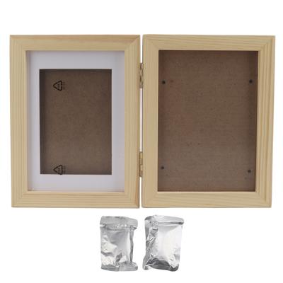 Haustier Pfotenabdruck Erinnerungsset Holz-Fotorahmen mit Tonabdruck für Tierliebhaber und Gedenken Weißer Ton