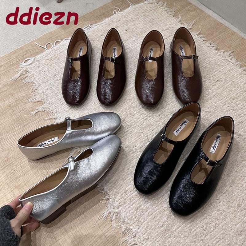 Fashion 2025 New Fashion Buckle Strap Ladies Mary Janes Flats Shoes Slip On Female Shallow Footwear Round Toe Women Flats With Shoes