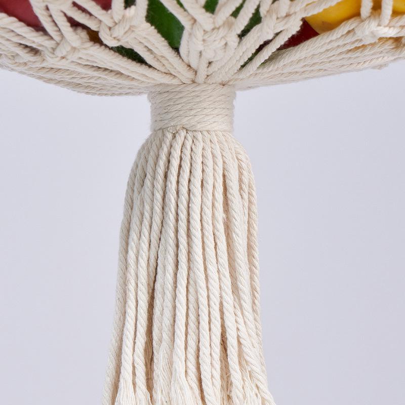 Hand-Woven Cotton Rope Mesh Basket for Kitchen, Fruit, Flowers, Vegetables, and Bohemian Décor.