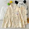 Cloud Cotton Cartoon Pajama Set: Long Sleeve Cardigan and Pants for Women