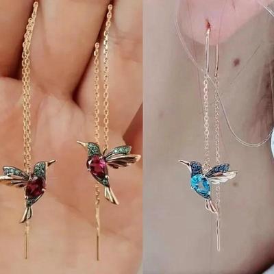 Vogelohrringe mit ausgebreiteten Flügeln, beliebt in Europa und Amerika, Kolibri-Kristall, Ohrstecker, kreative Geschenke, Modeschmuck