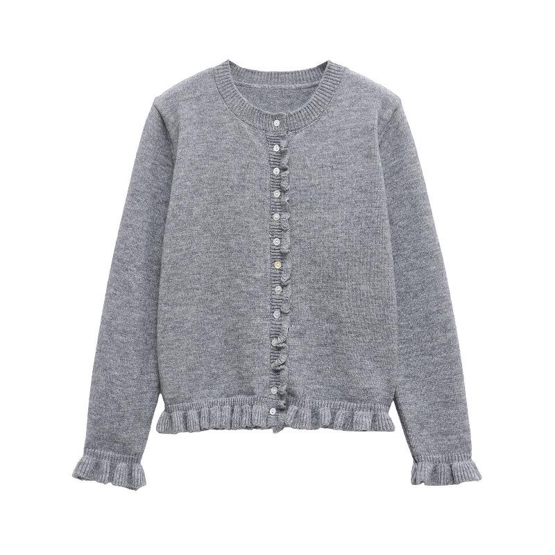 

European & American Women s Layered Ruffle Knit Jacket - Hot Selling Cross-Border Fashion Small