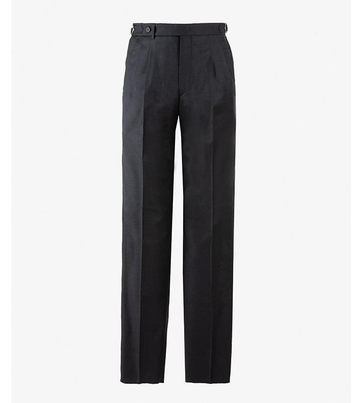 MEVERICK Two-Pleats Beltless Trousers Charcoal
