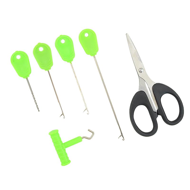 Carp Fishing Stainless Boilie Needle Scissor Set Drill Needle Knot Tyer Bait Drill Stringer Needle Tool Accessories