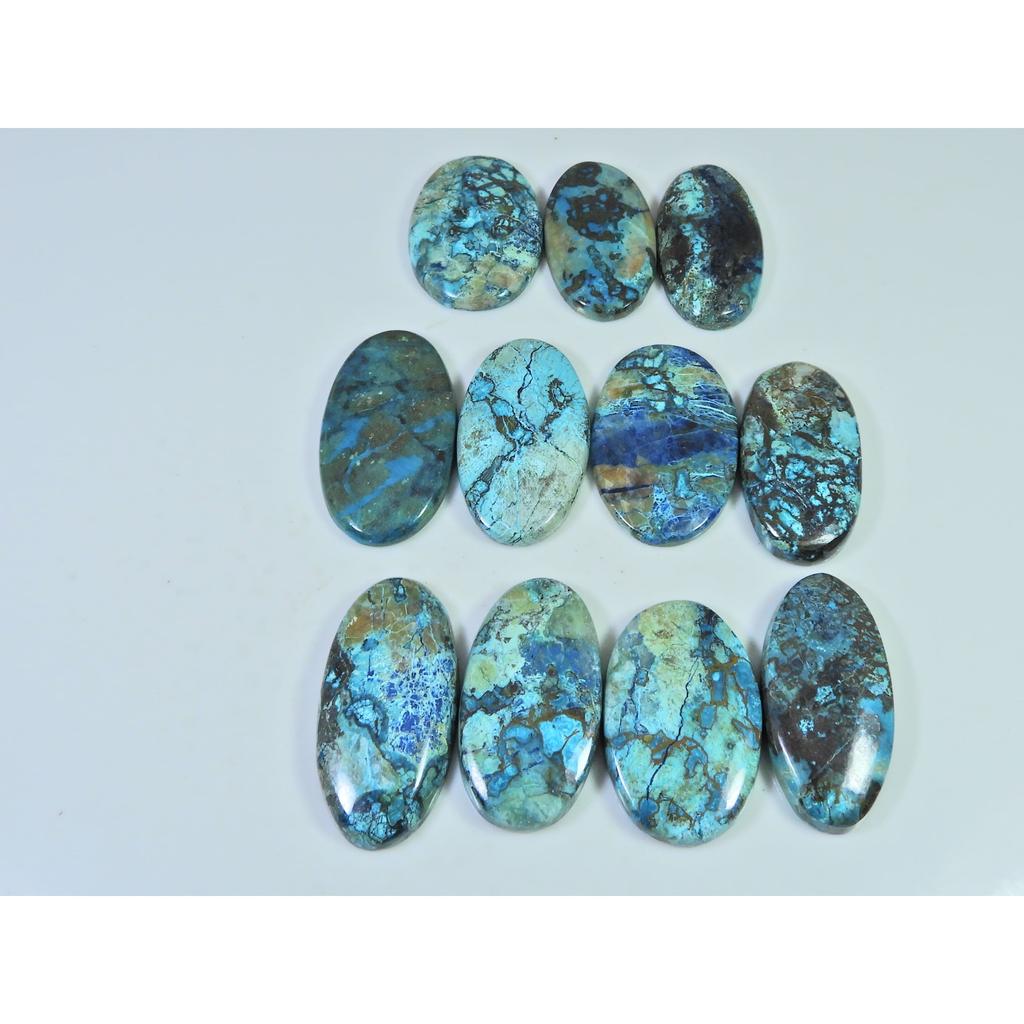 253Cts.. Natural Shattuckite Azurite Oval Cabochon Loose Gemstone 11Pcs Lot C-569