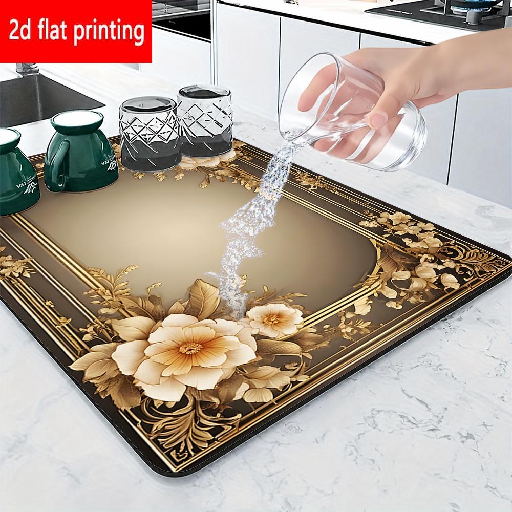 1Pcs Rubber Drying Mat With D Flat For Coffee Shop Restaurant Kitchen Carpet Tableware Durable Diatom Mud Table Mat Pet Mat