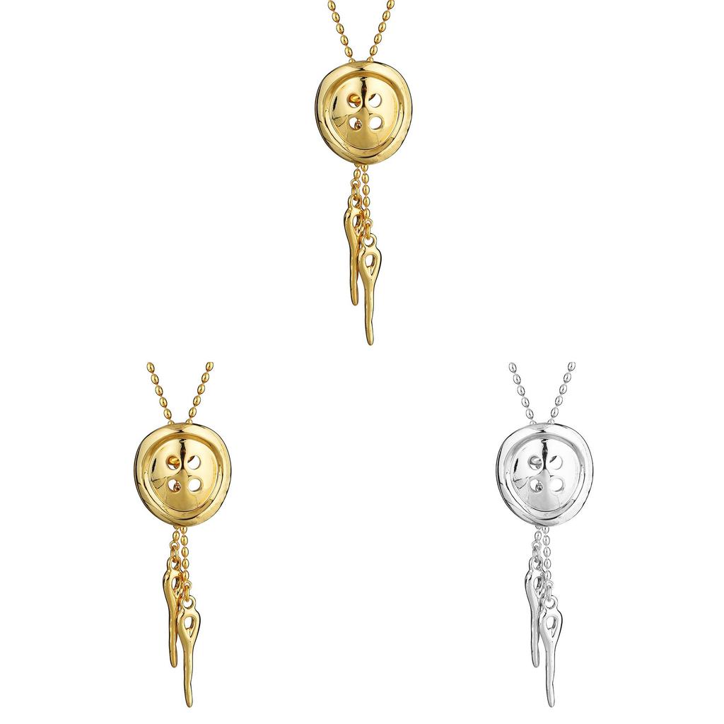 Geometric Button Necklace With Gold Plating For Unisex Fashion Accessory