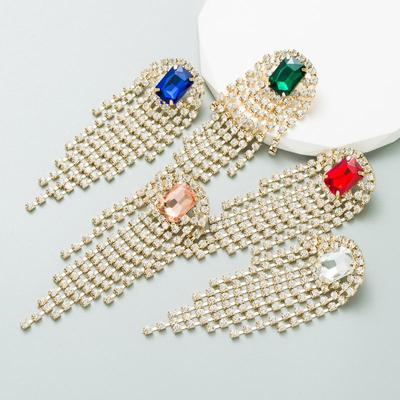 Women's Earrings Exaggerated Crystal Tassel Earrings Feminine Premium Alloy Long Drop Earrings
