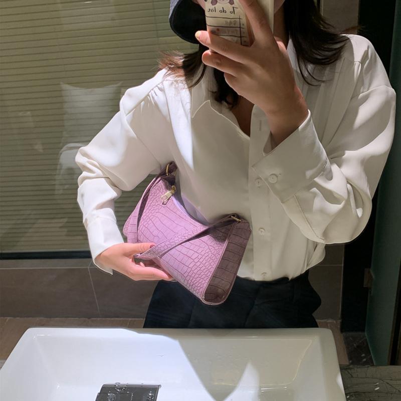 Retro Crocodile Pattern Shoulder Bag For Women Pu Leather Armpit Bag France Clutch Bag Casual Female Clutch Handbags Purse Tote Quality