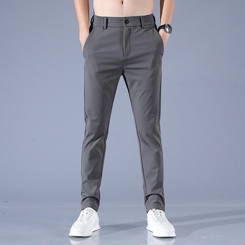 Pánske ležérne nohavice na jar a leto, elastické ľahké biznis šortky, slim fit trend, dlhé nohavice s elastickým pásom