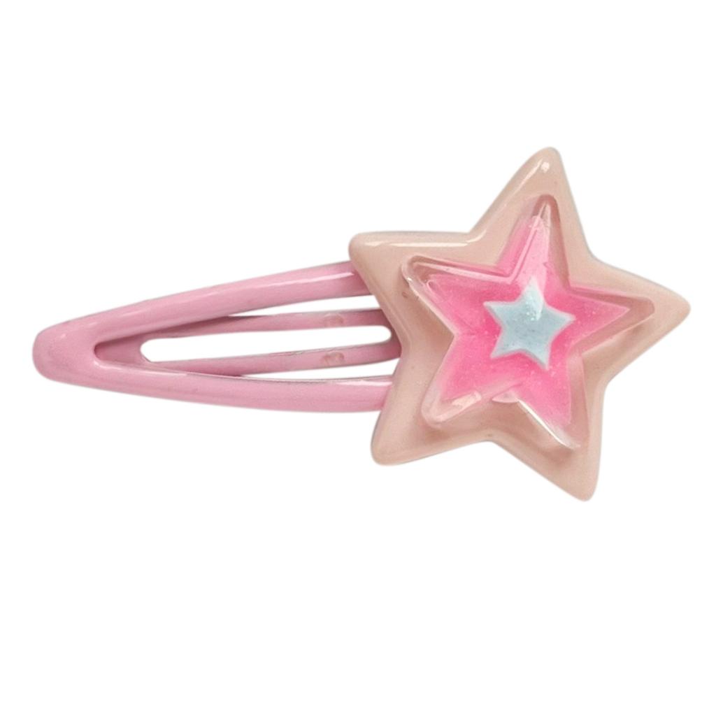 Girly Snap Clip Hairpin Y2K Girls Headdress Hair Accessories Delicate Star Color Block Mini Jelly Star Hairpin