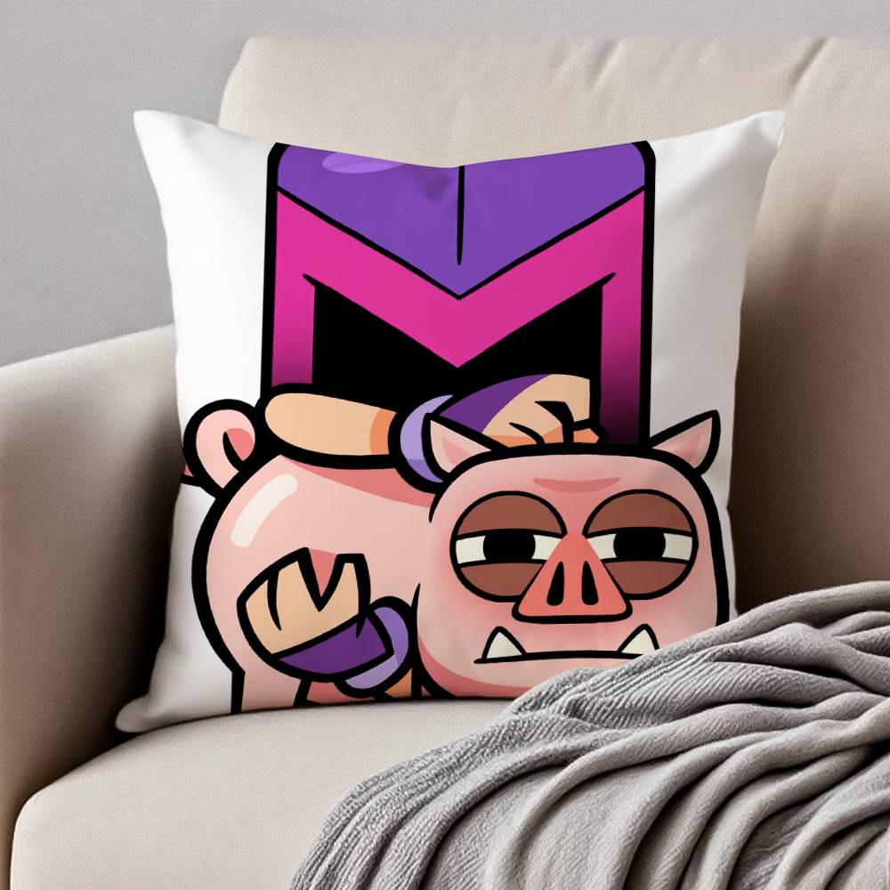 Anime C-Clash R-Royale Pillow Case Anti-dustmite Pillowcase Invisible Zipper Silky Short Plush Sofa Cushion Cover