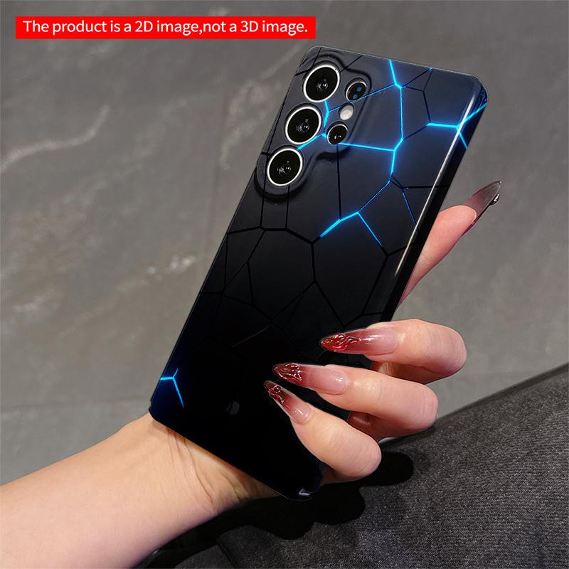 2DFlat Samsung phone case Glowing Blue Hexagon Geometric Phone Case Applicable to Galaxy S22 S23 S24 S25ULTRA S26 A12 A13 A14 A15 A16