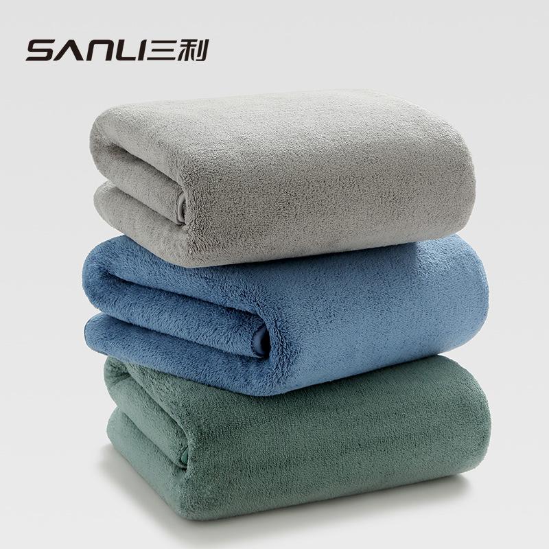 

Towel Coral fleece 170 * 90 men and women plus bath towel Beach towel men and women antibacterial 70*140 сірий колір