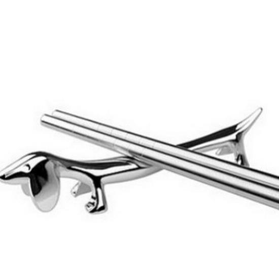 Creative Zinc Alloy Dachshund Chopstick Rest & Pen Holder Ornament