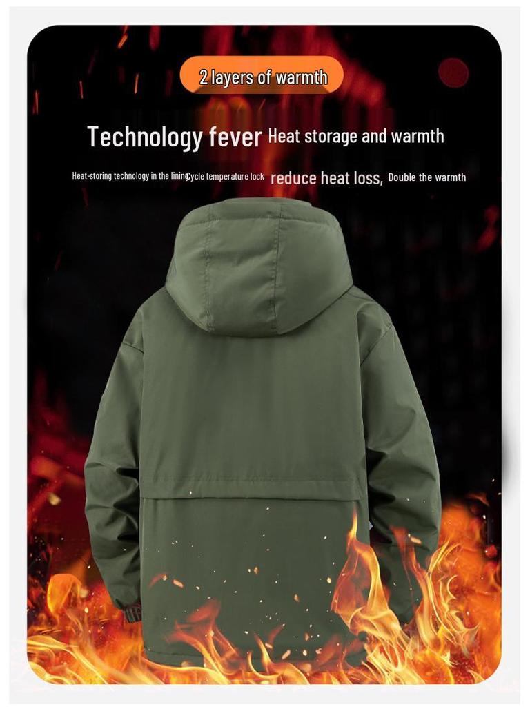 Men's 400 Jin Extra Thick Windproof Outdoor Workwear Jacket, XL 2-Cotton Padded for Extra Warmth