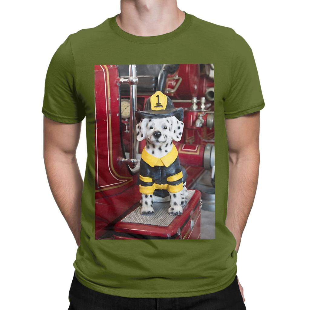 Firefighter Graphic Funny 100 Cotton TShirt Sparky the Fire Dog Tees Tops For Unisex