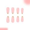 24Pcs Glitters French False Nail Almond Shape With Blush Pink Design Press On Nail For Daily Use Holiday Party