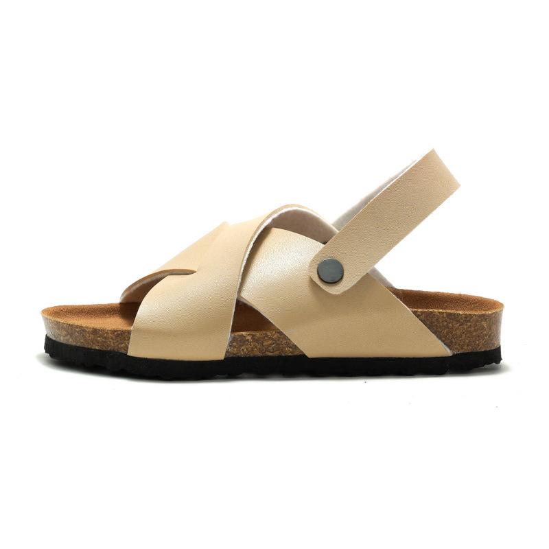 RUIZUSTOCK Retro Kids' Cork Sandals - Summer Outdoor Slippers for Boys & Girls, Medium & Large Sizes