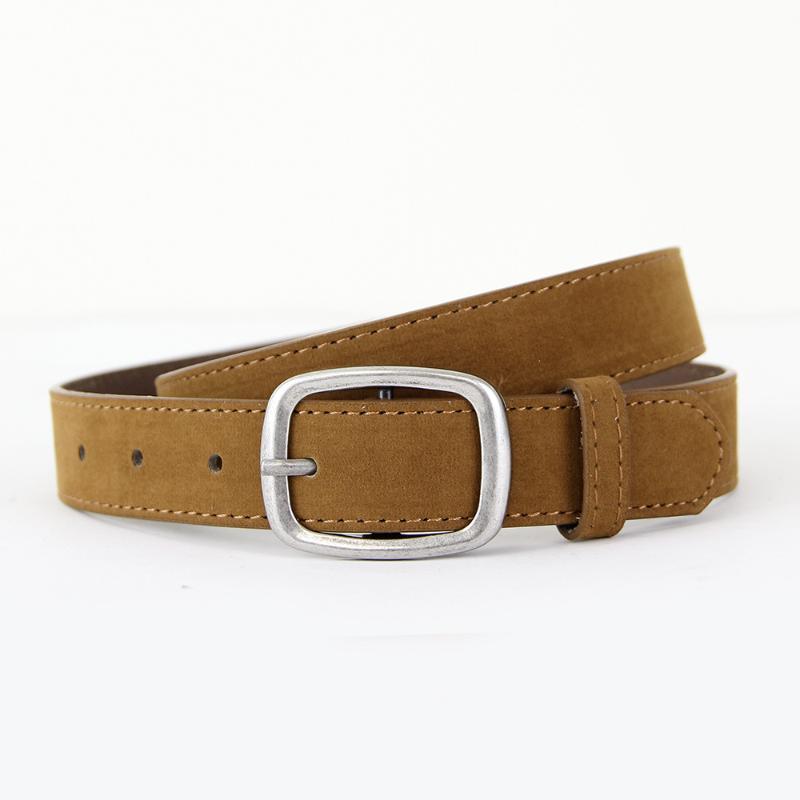 Vintage Women'S Leather Belt With Metal Snap For Jeans Medium Width Minimalist Modern Design Suitable For Various Styles