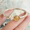 9999 Sterling Silver Hand-Painted Gold Chinese Open Bracelet with Auspicious Words for Women