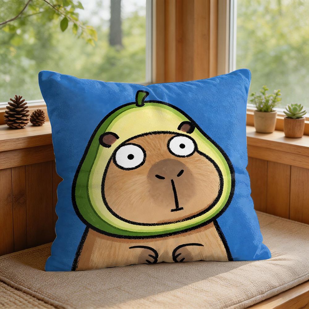 Cute Kicapara Cartoon Cushion Cover Silky Short Plush Invisible Zipper Dustproof Sofa Pillow Case For Home Decor