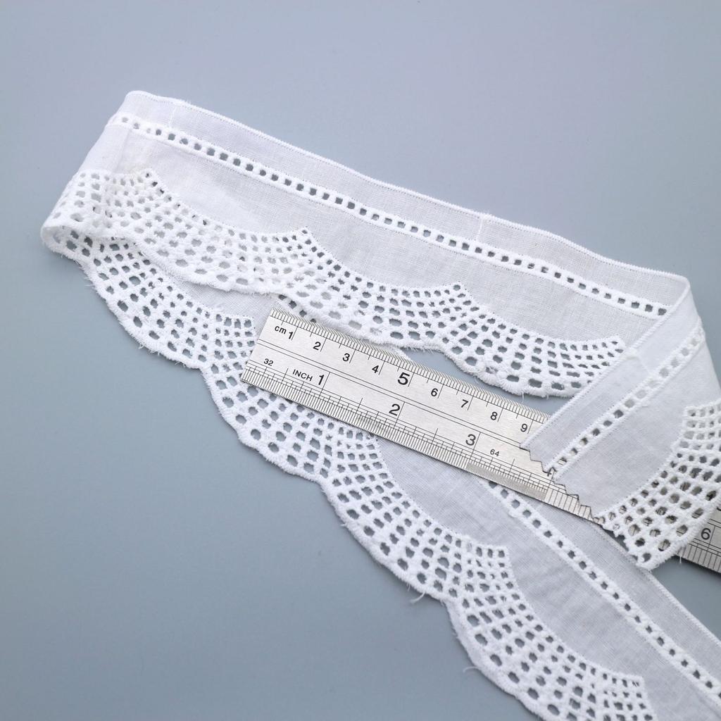 Cotton Hollow Embroidery Lace, Wave Punched Small Barcode Lace, Women'S Skirt Accessories, Clothing Accessories