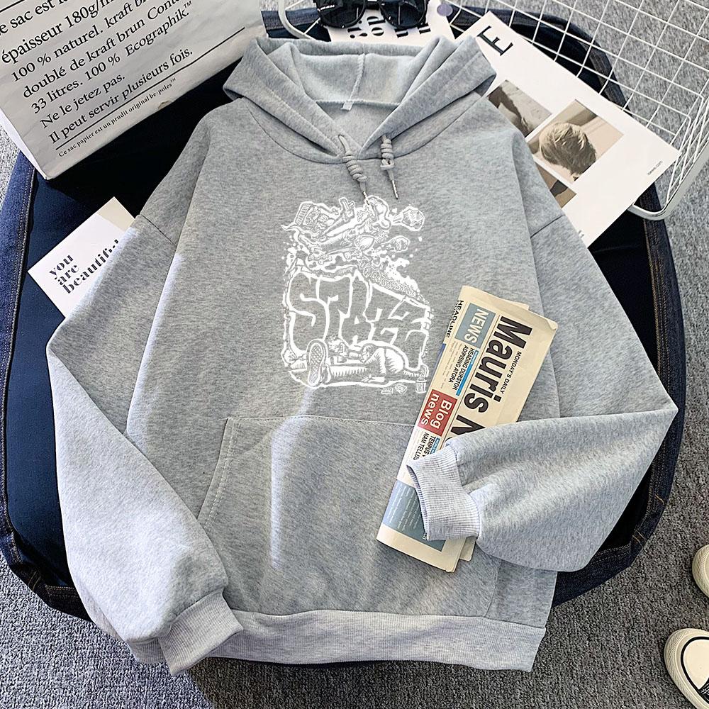 SPAZZ Band Graphic Hoodies Sudaderas Grunge Rock Women Sweatshirts for Fall/Winter Hooded Gothic Fashion Tops