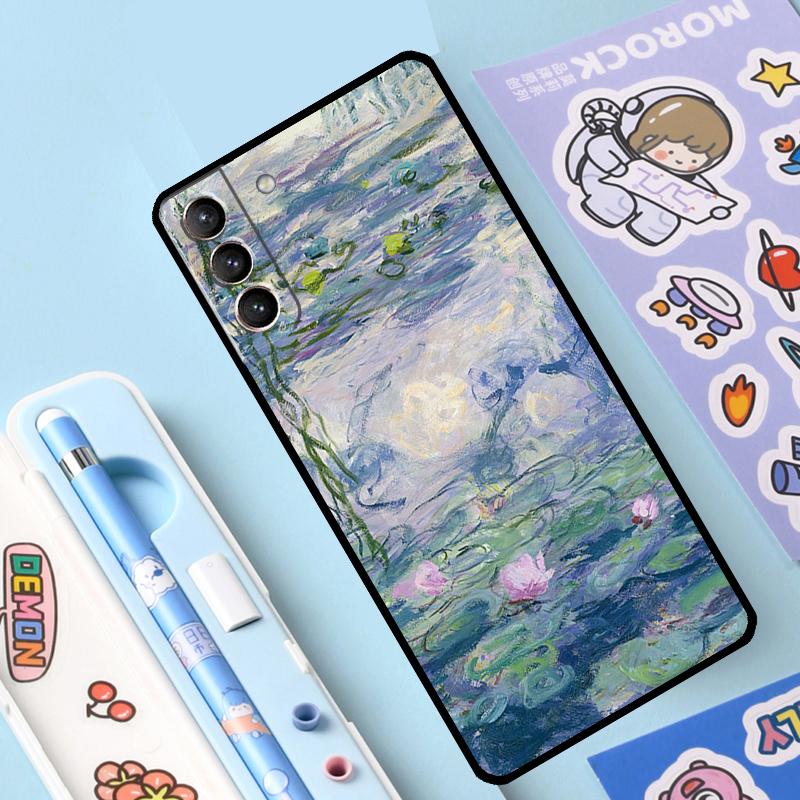 Claude Monet Garden Lotus Bridge Case For Samsung Galaxy S23 S22 S21 Ultra S20 FE S9 S10 Note 10 Plus Note 20 Ultra Full Cover