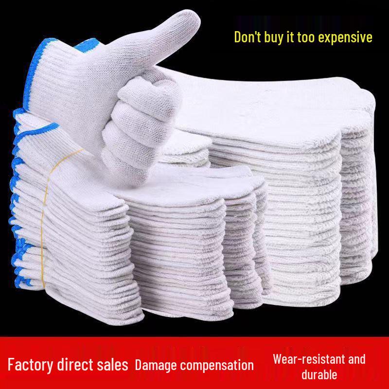 Durable Wear-Resistant Nylon Labor Gloves - Thickened Cotton Liners for Machinery & Construction, Unisex
