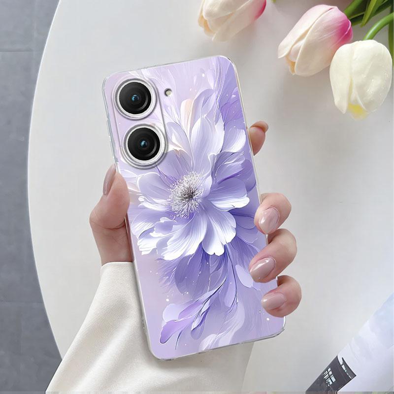Per Custodia Asus Zenfone 9 10 Custodia Lussuosa Per Asus Zenfone 10 Marmo Fiore di Farfalla Cover Protettiva Trasparente in Silicone Morbido