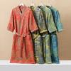 Cotton Fashionable Printed Half Sleeve Kimono Bathrobe for Spring and Summer Thin Home Wear Absorbent Quick Drying Sleeping Robe