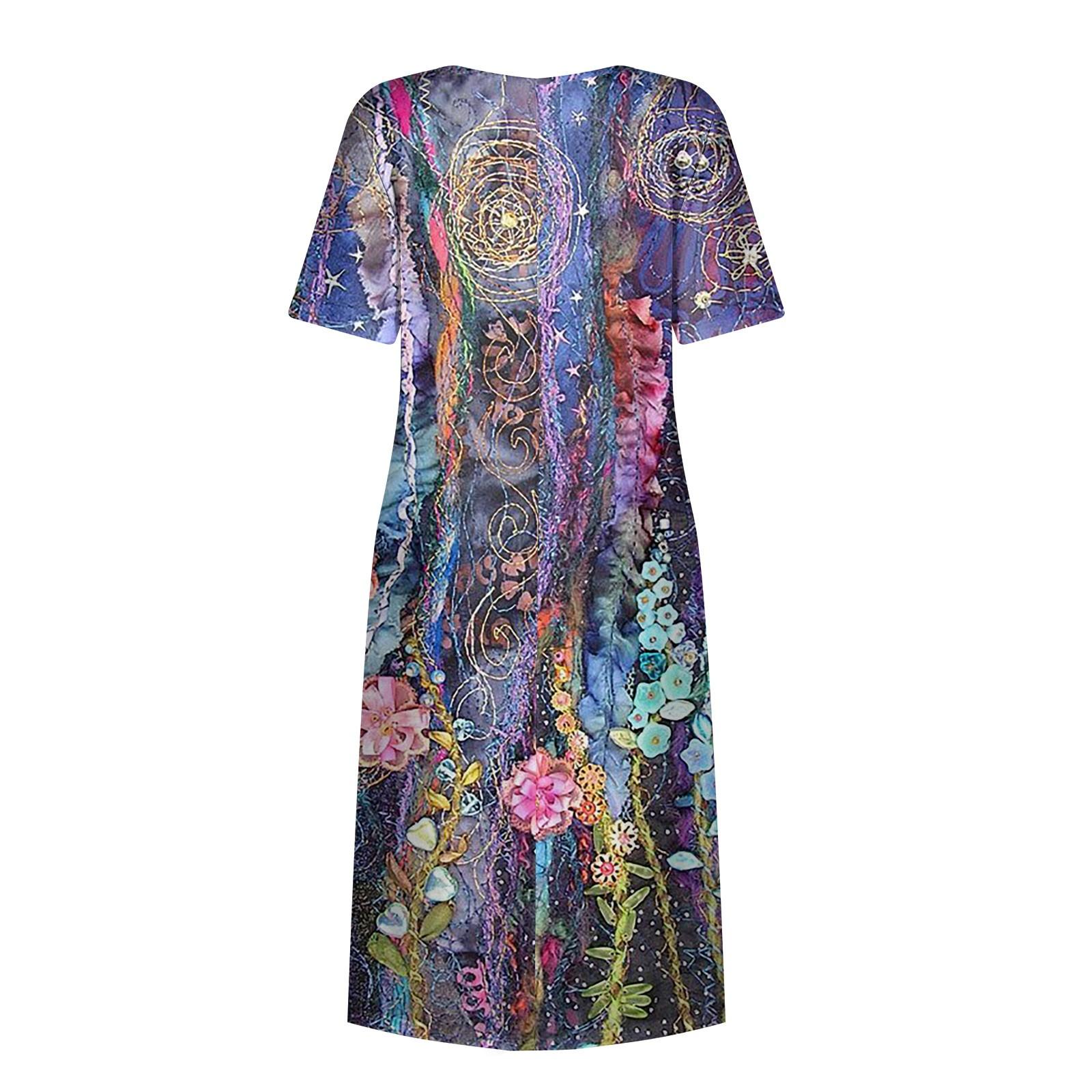 Жен. Повседневные платья Платья с принтами Летние платья С принтами Плиссированные — фото 3