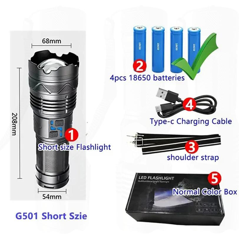 1000000LMs Powerful LEDs Flashlight Super Bright Rechargeable Portable Ultra Power Torch Lamps Outdoor Emergency Camping Lantern