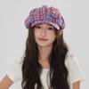 Korean Style Plaid Cloud Berets Sun Protection Octagonal Caps Retro Newsboy Cap  Female