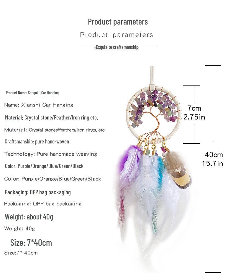 Crystal Tree of Life Car Hanging Ornament - Handcrafted Car Interior Decoration